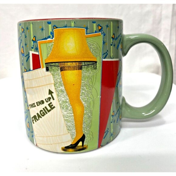 A Christmas Story "It's a Major Award" Green Coffee Tea Mug Sexy Leg Lamp Movie - Picture 2 of 6